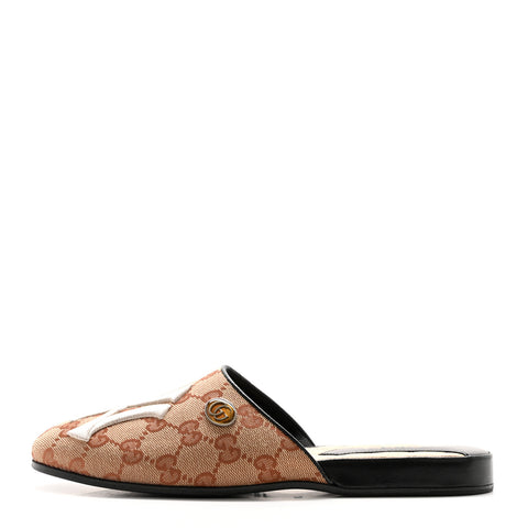 X MLB Monogram NY Yankees Embroidered Womens GG Slippers 36 Beige Ruggine