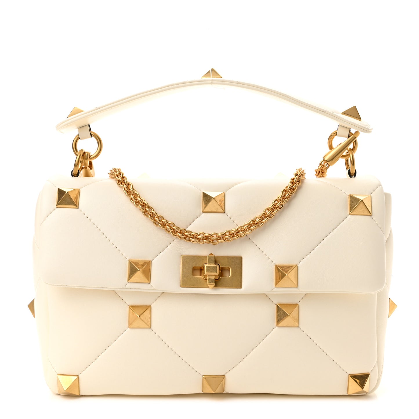 Nappa Large Roman Stud Shoulder Bag Ivory