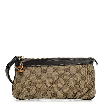 Gucci Monogram Bamboo Zip GG Wristlet Dark Brown 1 of 7