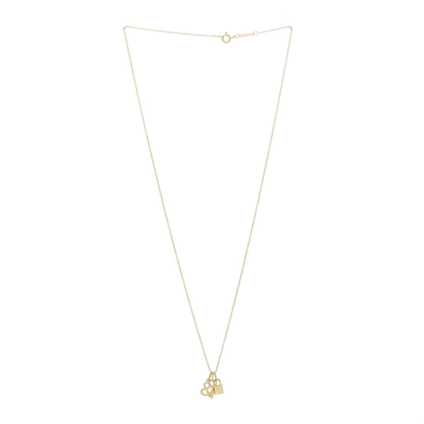 18K Yellow Gold Lock and Key Pendant Necklace
