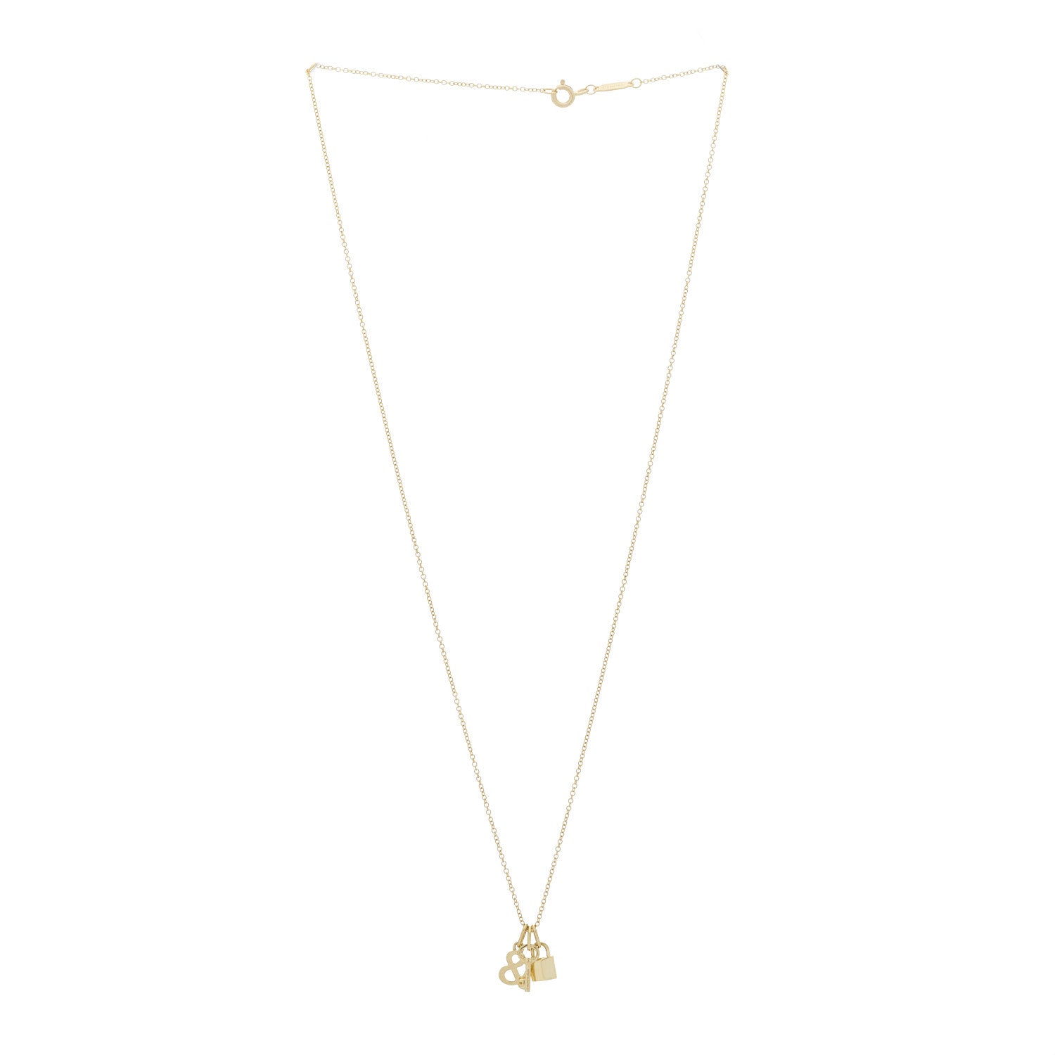 Tiffany 18K Yellow Gold Lock and Key Pendant Necklace 3 of 6