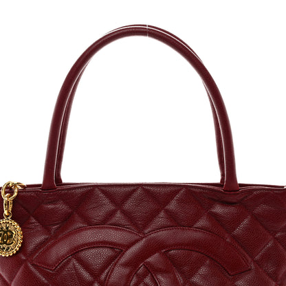 Chanel Caviar Quilted Medallion Tote Red 9 of 13