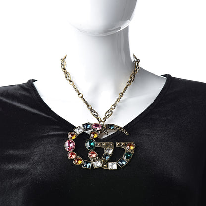 Gucci Crystal Marmont Necklace Aged Gold Multicolor 2 of 5