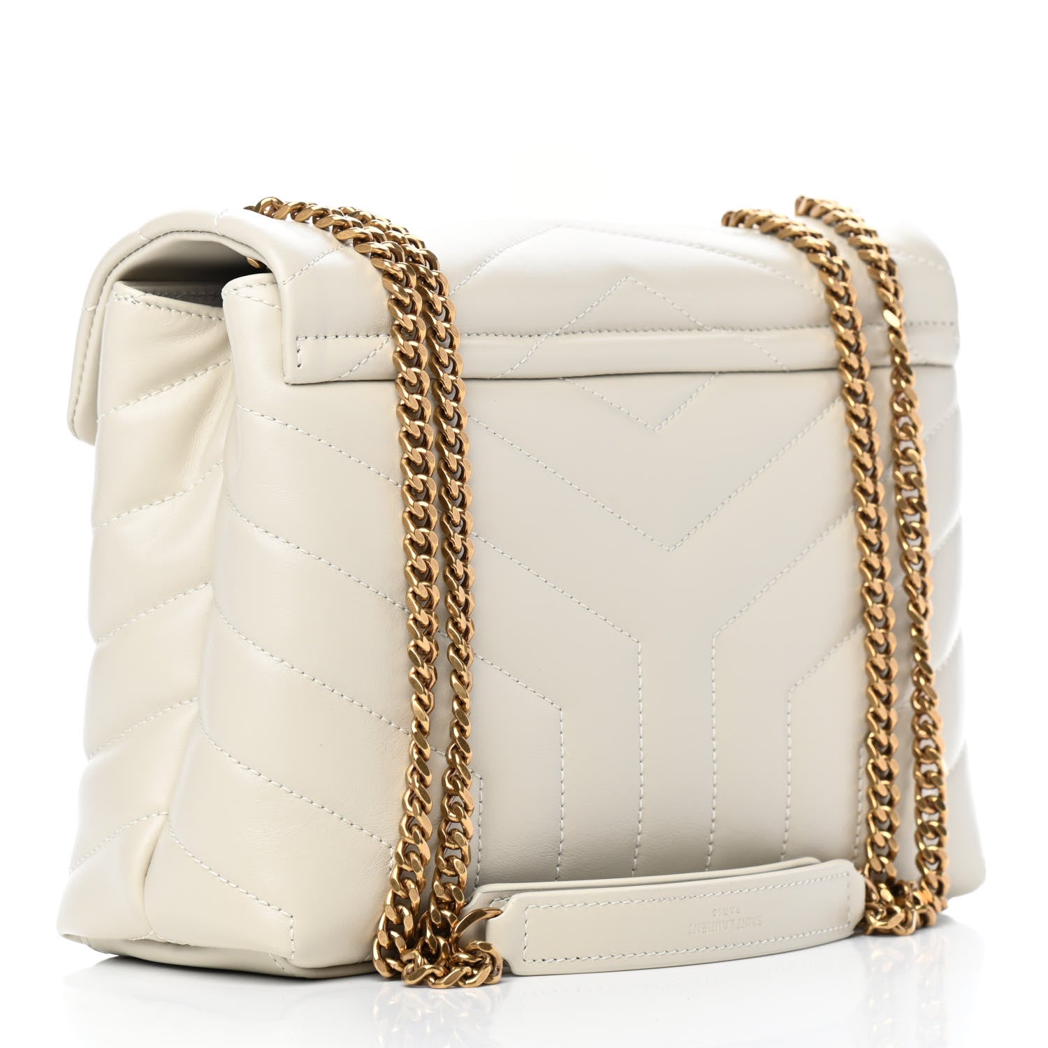 Saint Laurent Calfskin Y Quilted Monogram Small Loulou Chain Satchel Crema Soft 2 of 8