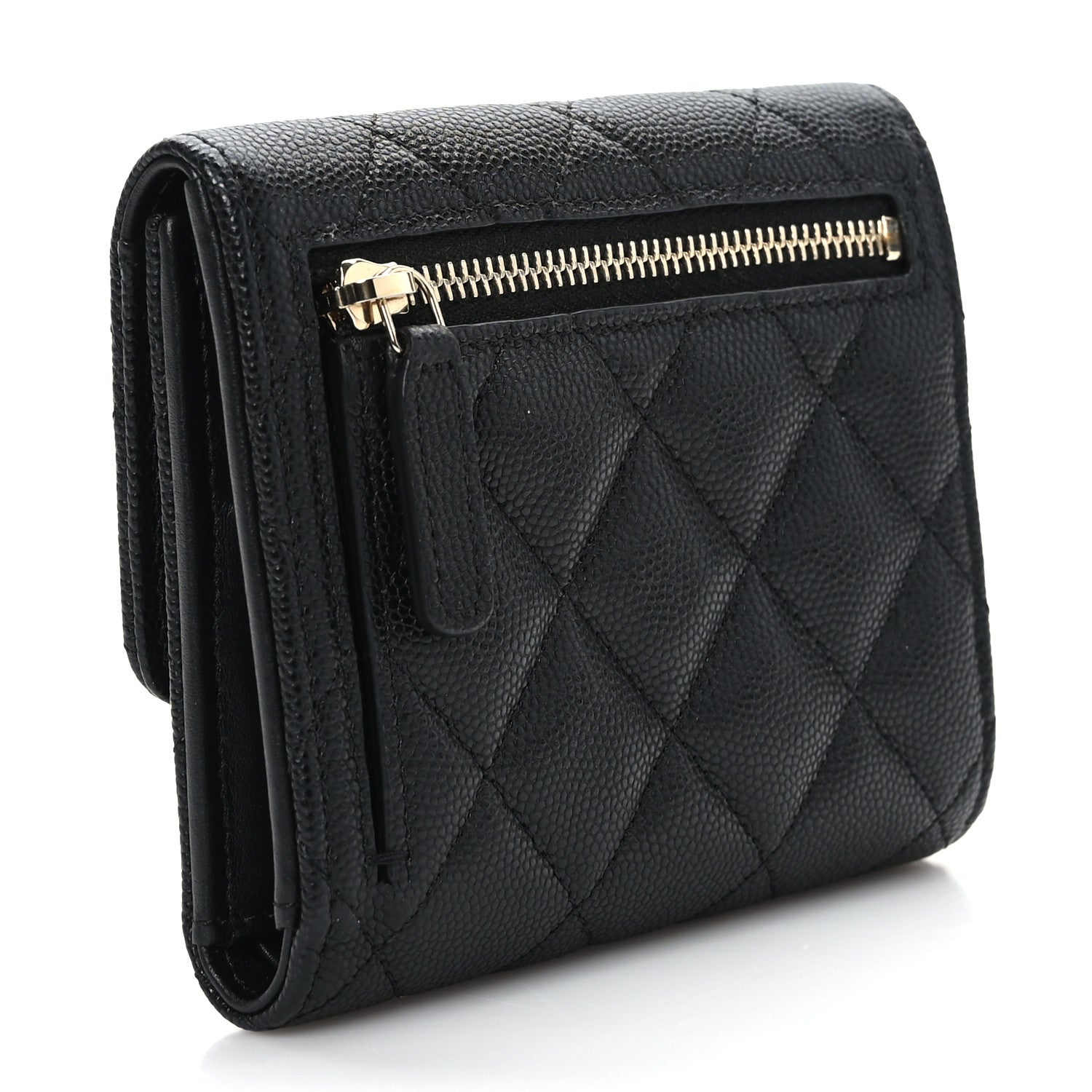 Chanel Caviar Quilted Enamel Coco Casino Compact Flap Wallet Black 3 of 8