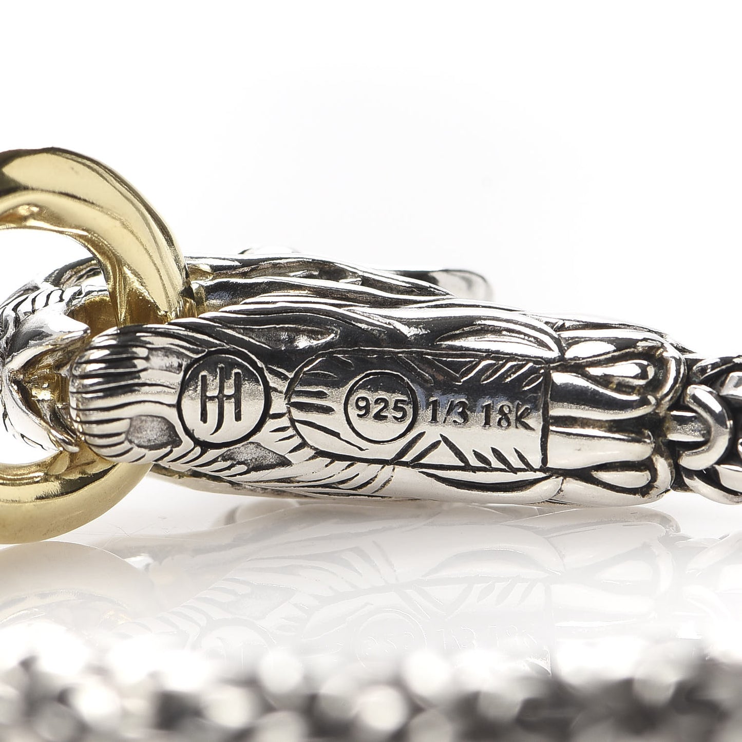 Sterling Silver 18K Yellow Gold 6mm Naga Dragon Bracelet