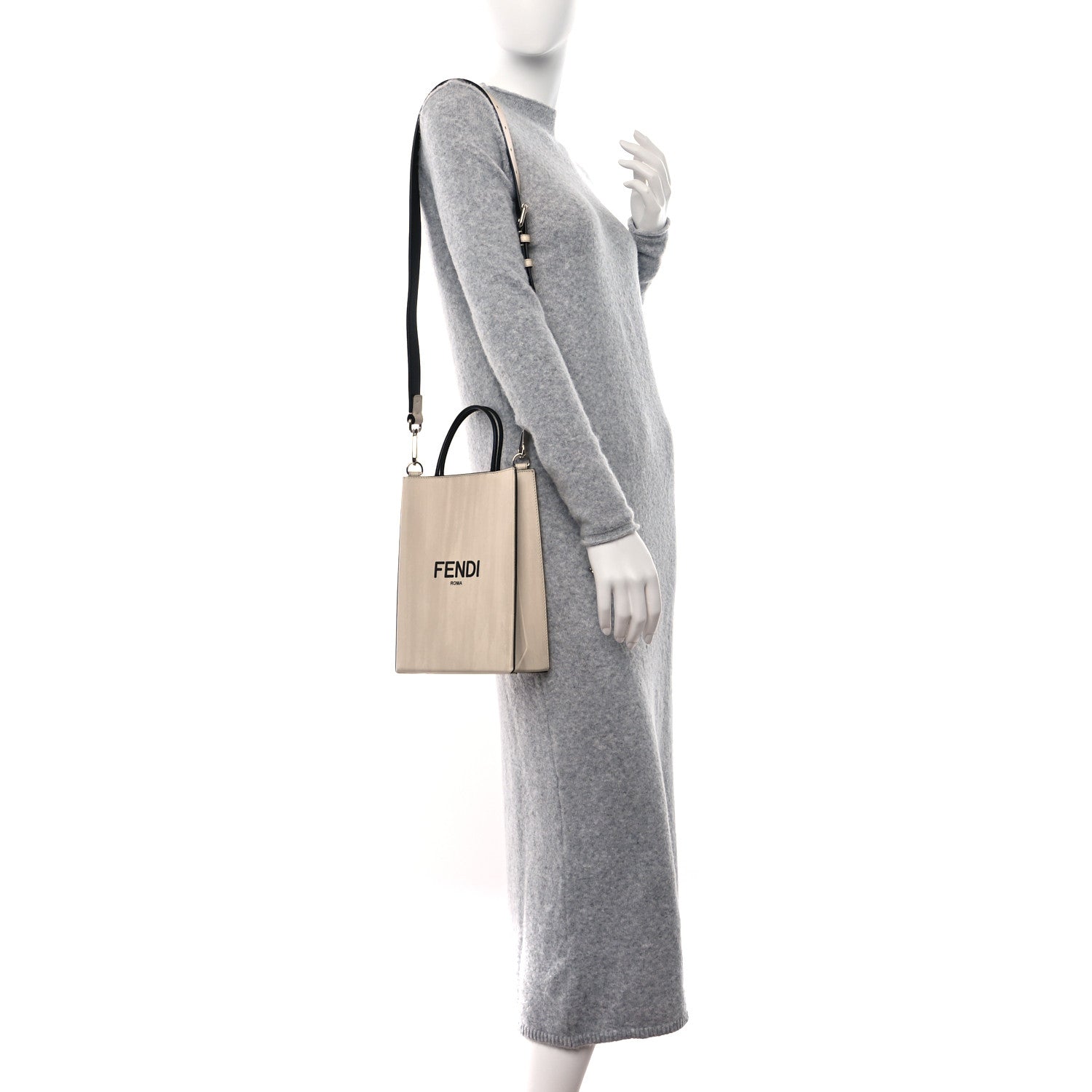 Fendi Vitello Fluffy Logo Small Pack Shopper Tote 2 of 10