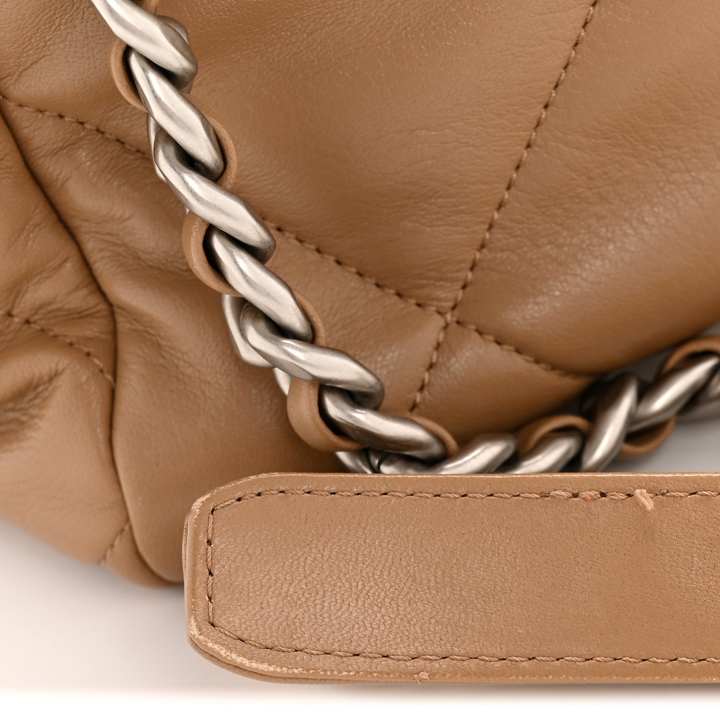Lambskin Quilted Large Chanel 19 Flap Beige