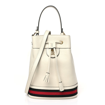 Gucci Glazed Textured Calfskin Web Small Ophidia Bucket Bag Mystic White 1 of 9