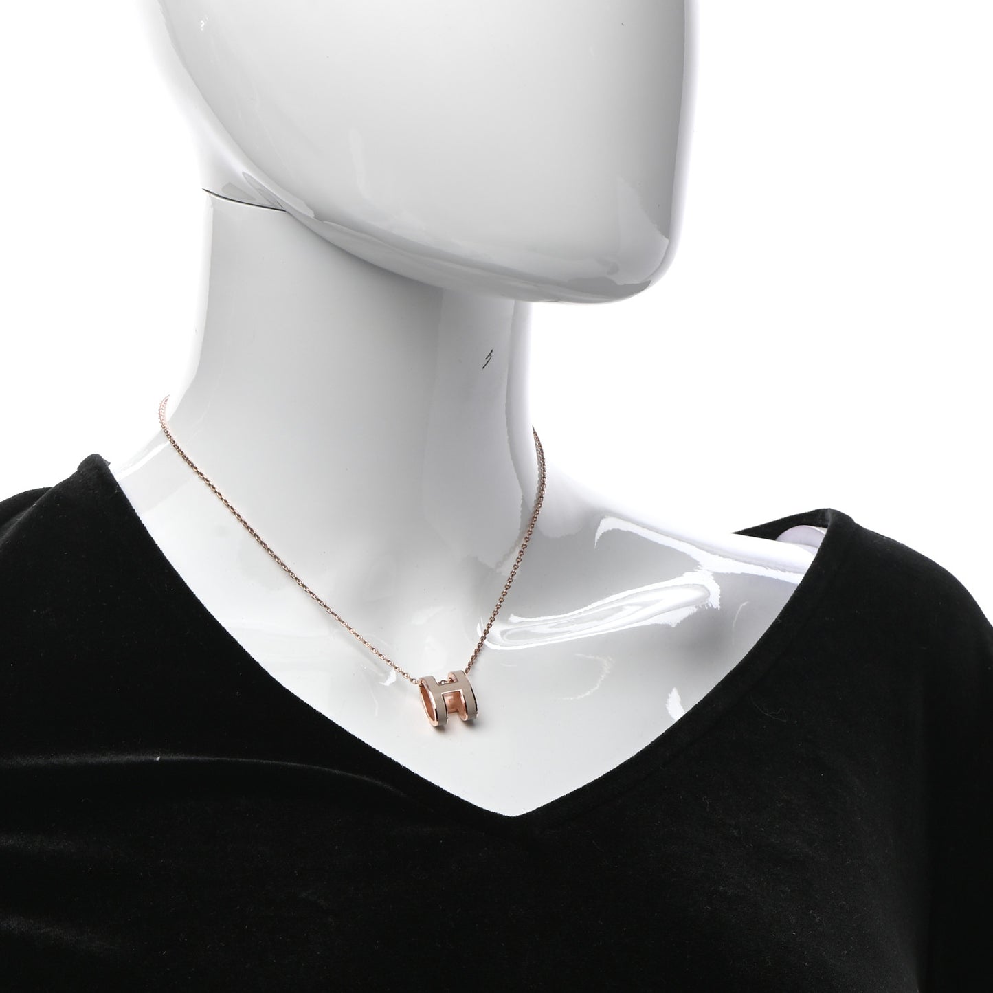 Lacquered Rose Gold Pop H Pendant Necklace Marron Glace