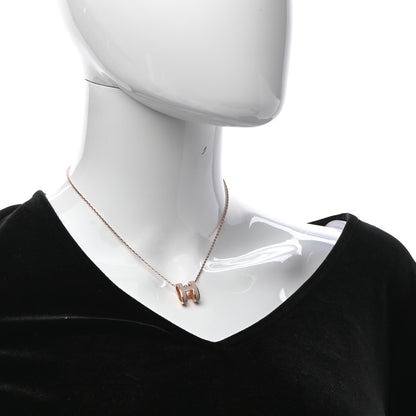 Hermes Lacquered Rose Gold Pop H Pendant Necklace Marron Glace 2 of 4