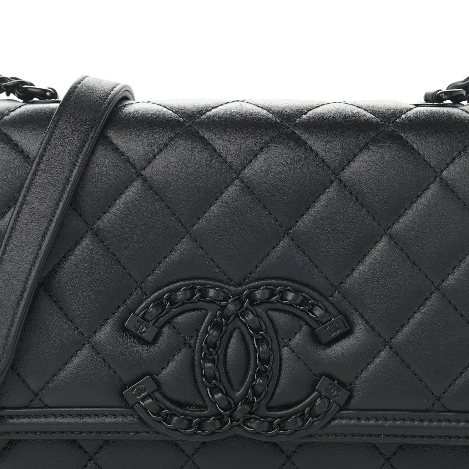 Chanel Lambskin Quilted Small CC Filigree Flap Black 8 of 13