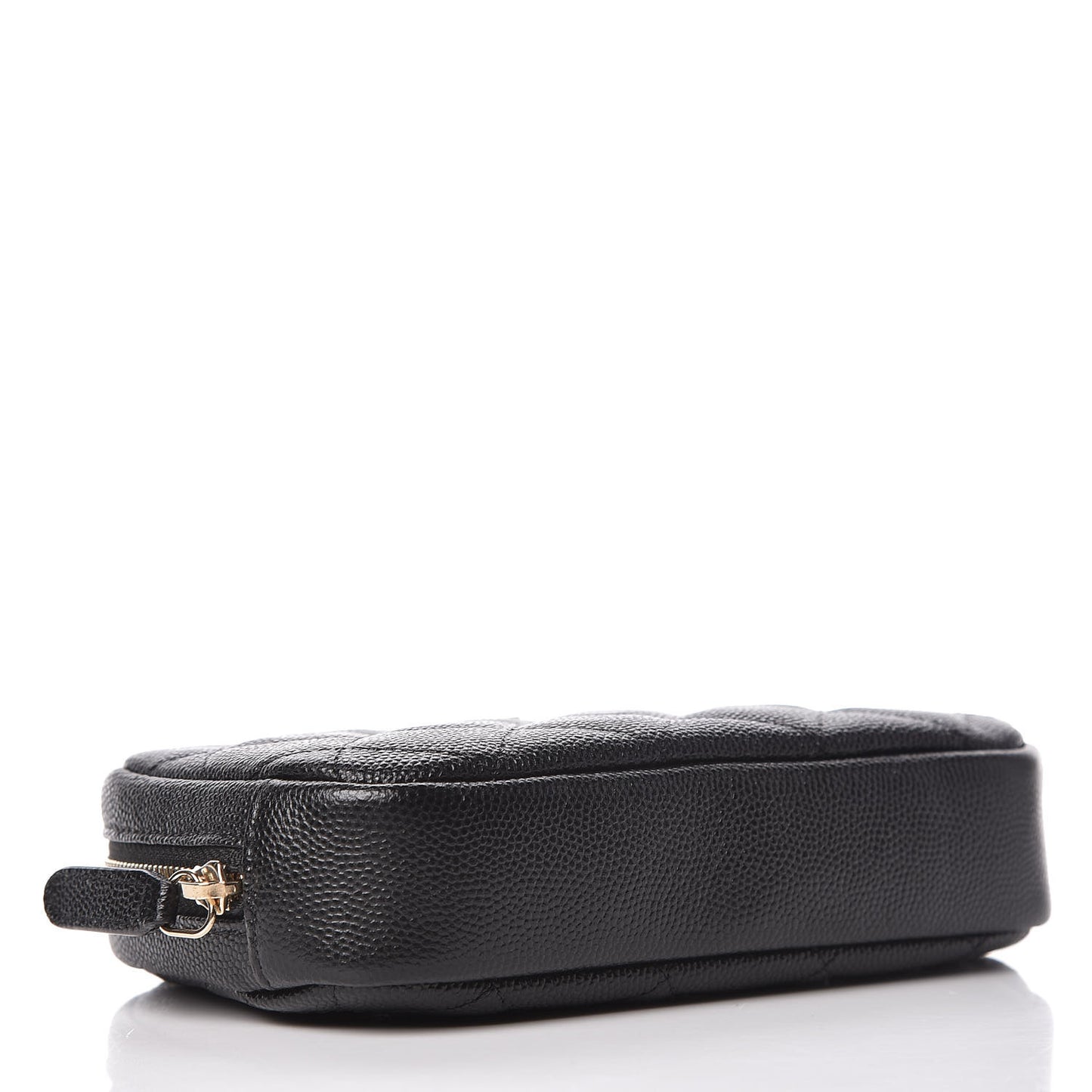 Caviar Quilted Small Curvy Pouch Cosmetic Case Black