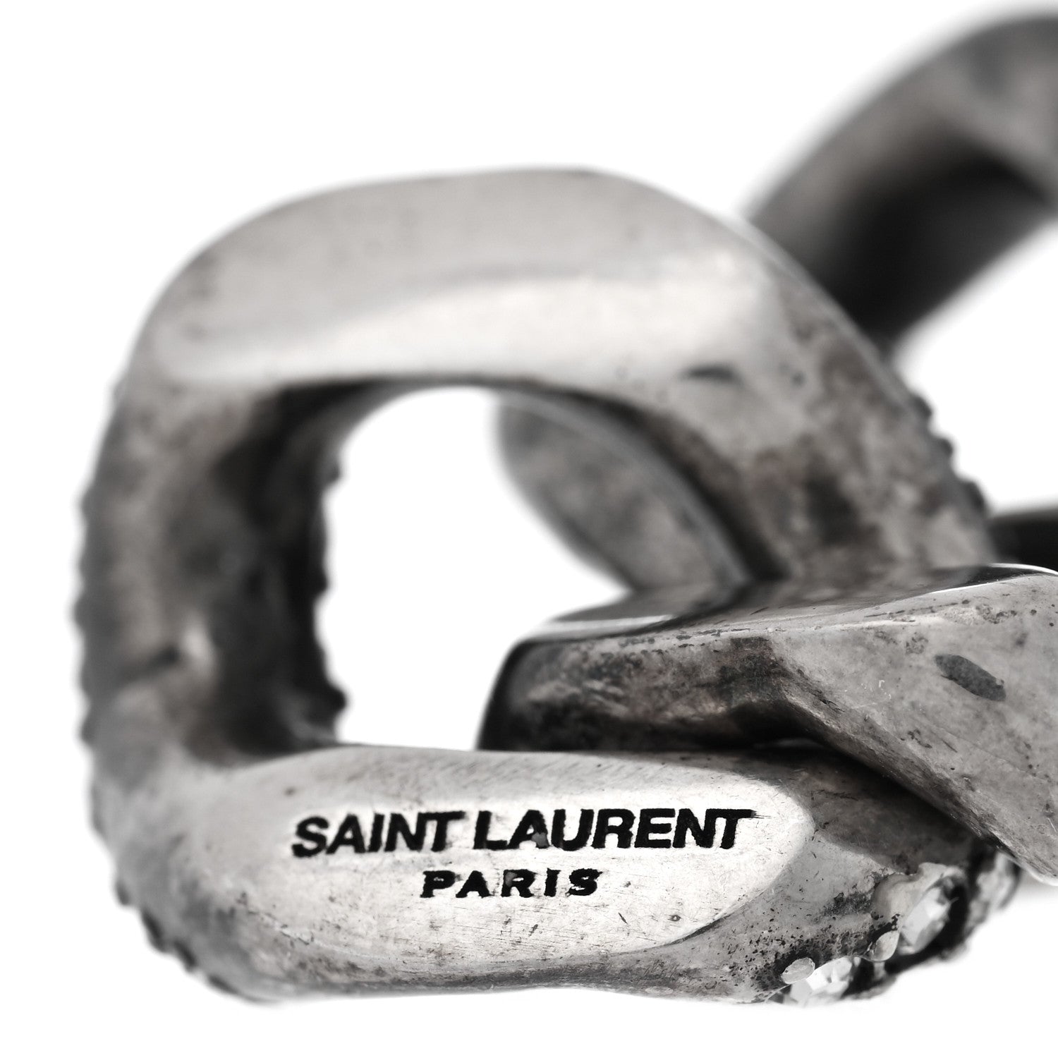 Saint Laurent Brass Curb Earrings Argent Oxyde 4 of 4