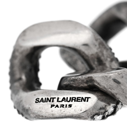 Saint Laurent Brass Curb Earrings Argent Oxyde 4 of 4