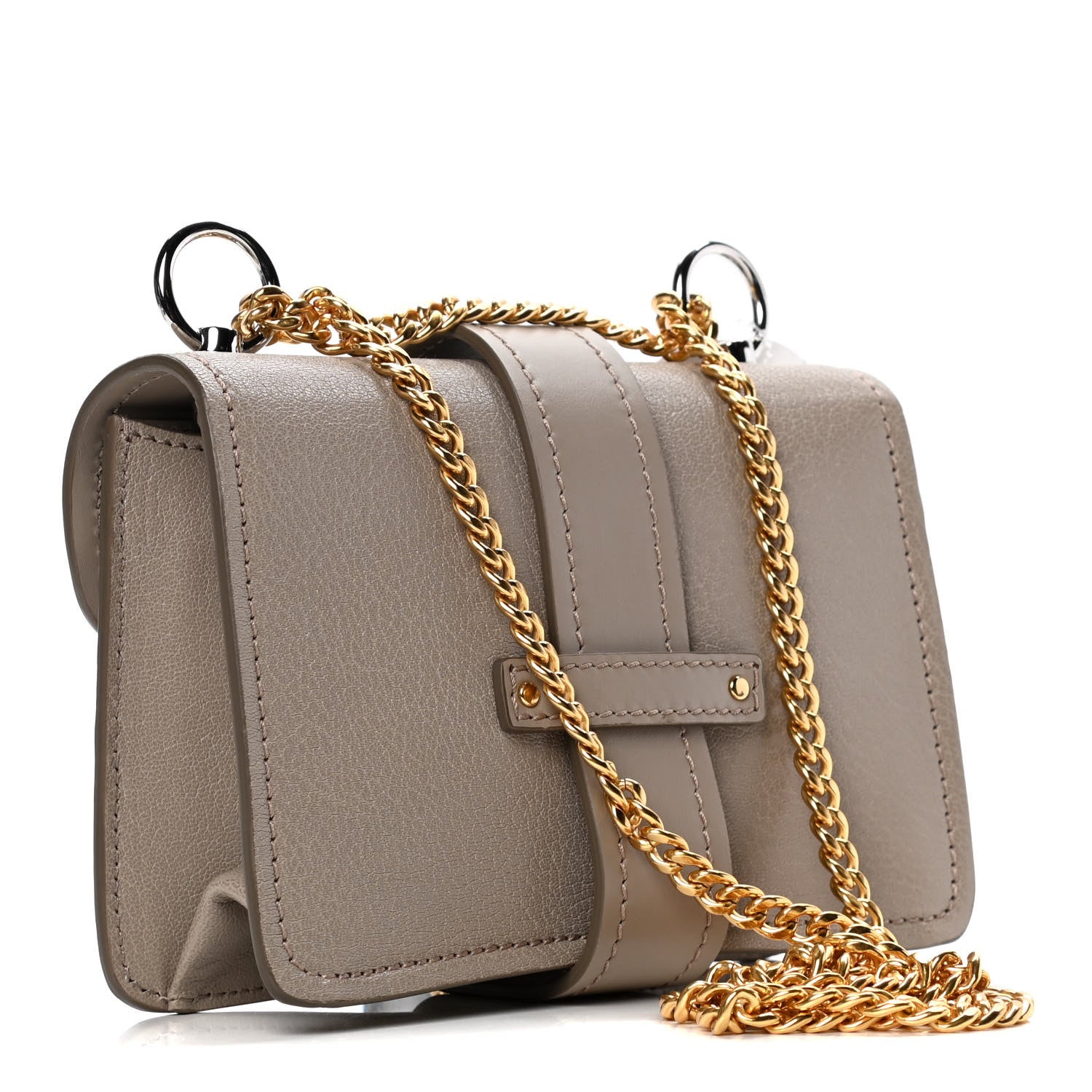 Chloe Shiny Goatskin Calfskin Aby Chain Shoulder Bag Motty Grey 3 of 7