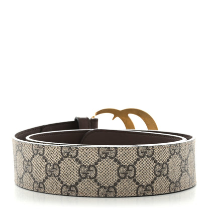 Gucci GG Supreme Monogram Matte Plutone Calfskin Double G 40mm Belt 85 34 Beige Ebony New Acero 2 of 6