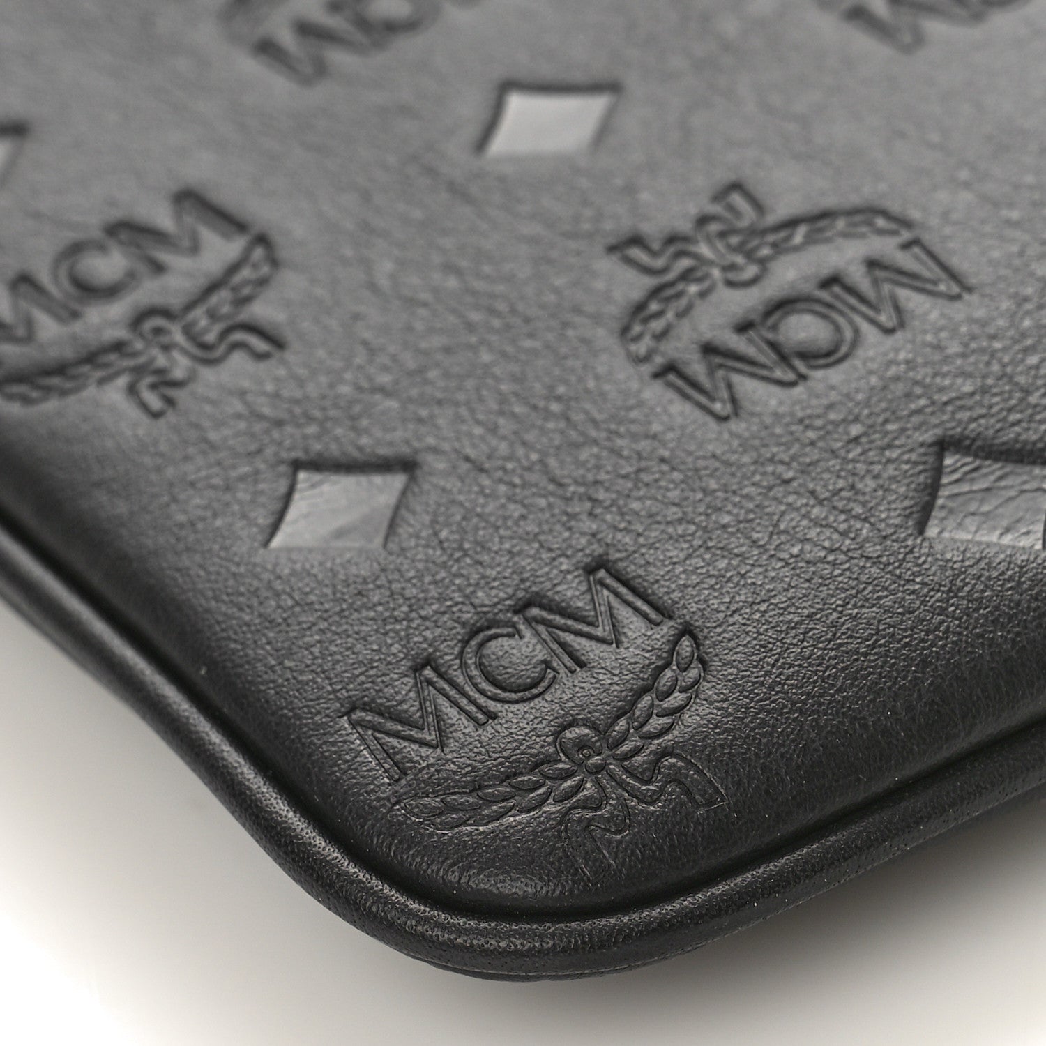 MCM Calfskin Monogram Klara Crossbody Pouch Black 7 of 8