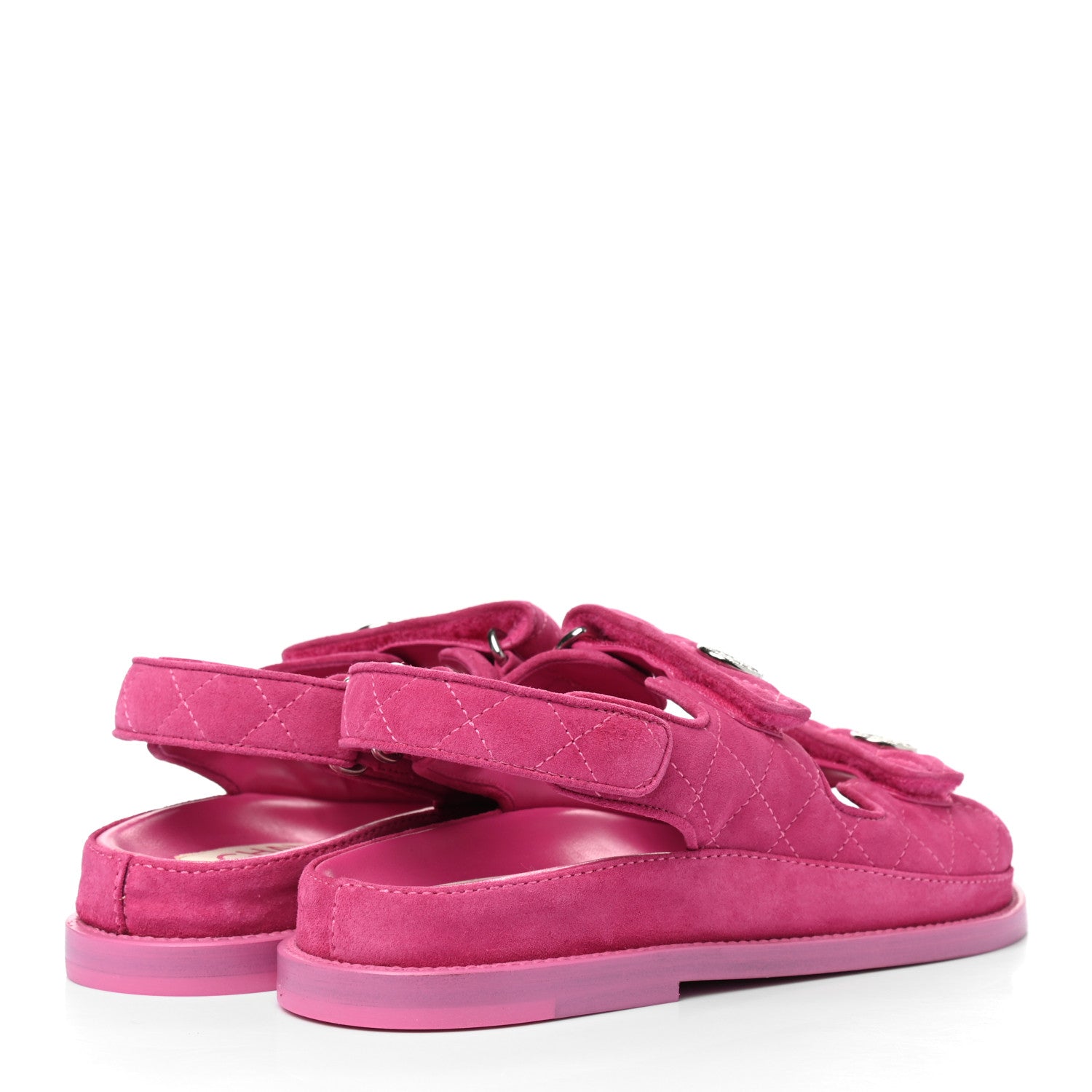 Chanel Suede Calfskin Velcro Dad Sandals 37 Pink 4 of 9