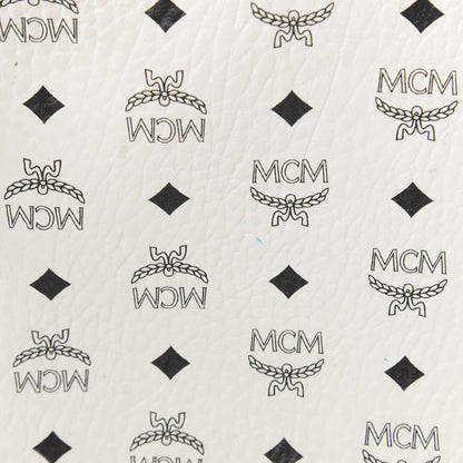 MCM Visetos Liz Shopper Tote Pouch White 9 of 13