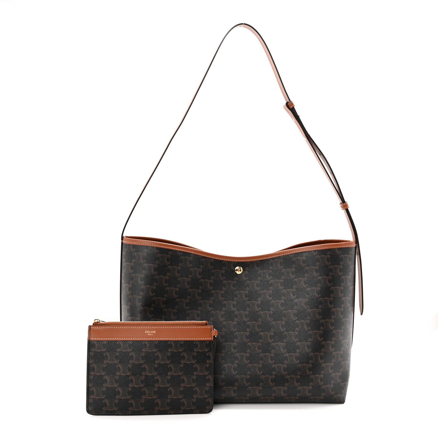 Celine Triomphe Canvas Calfskin Shopper Tote Tan 3 of 12