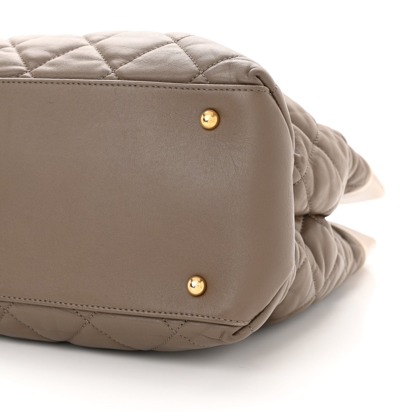 Calfskin Quilted Large Soft Elegance Tote Beige