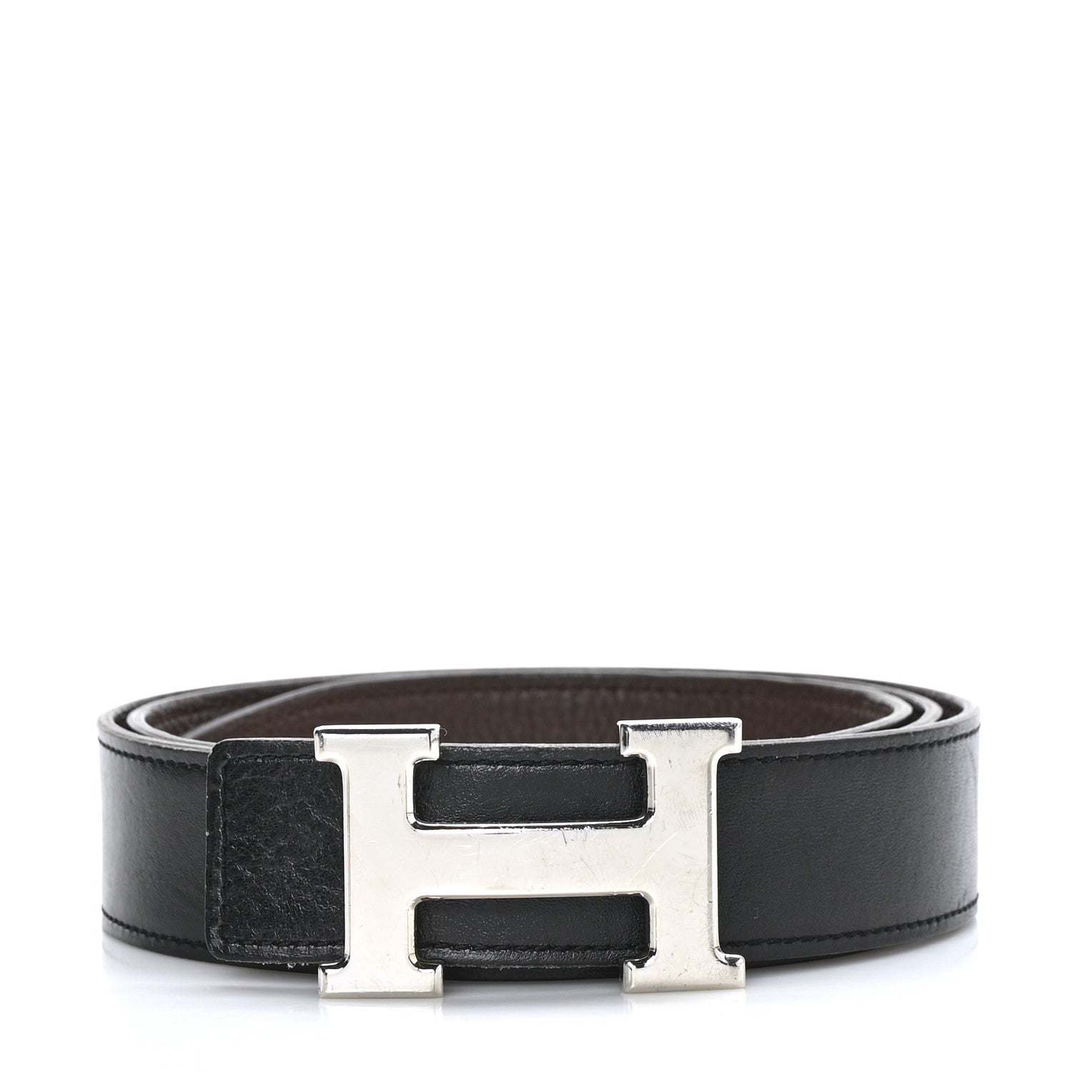 Hermes Swift Togo 32mm H Belt 95 Black Chocolate 1 of 6