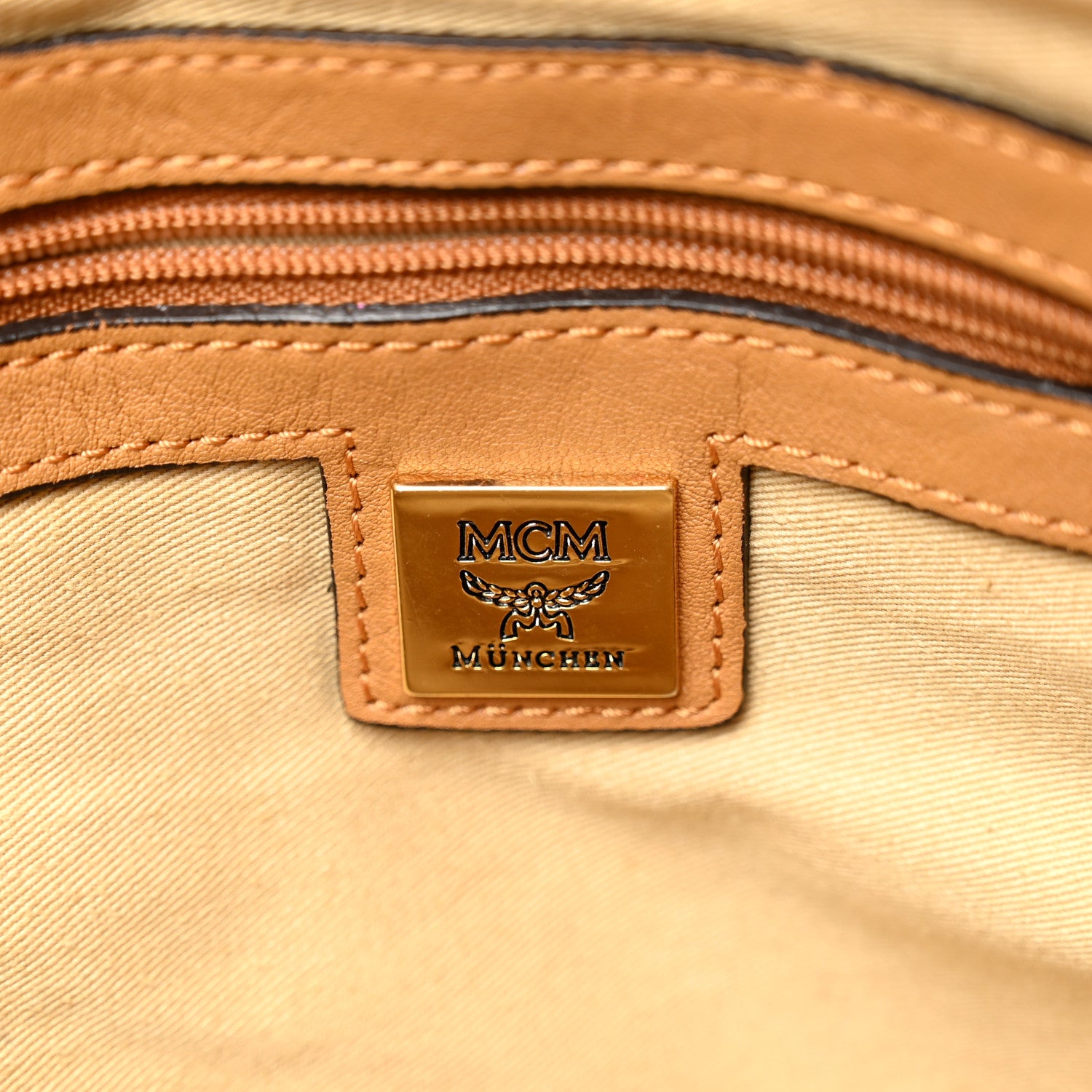 MCM Visetos Medium Essentials Shopper Tote Cognac 6 of 11