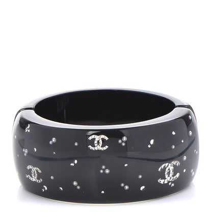 Chanel Resin Crystal CC Cuff Black 1 of 5