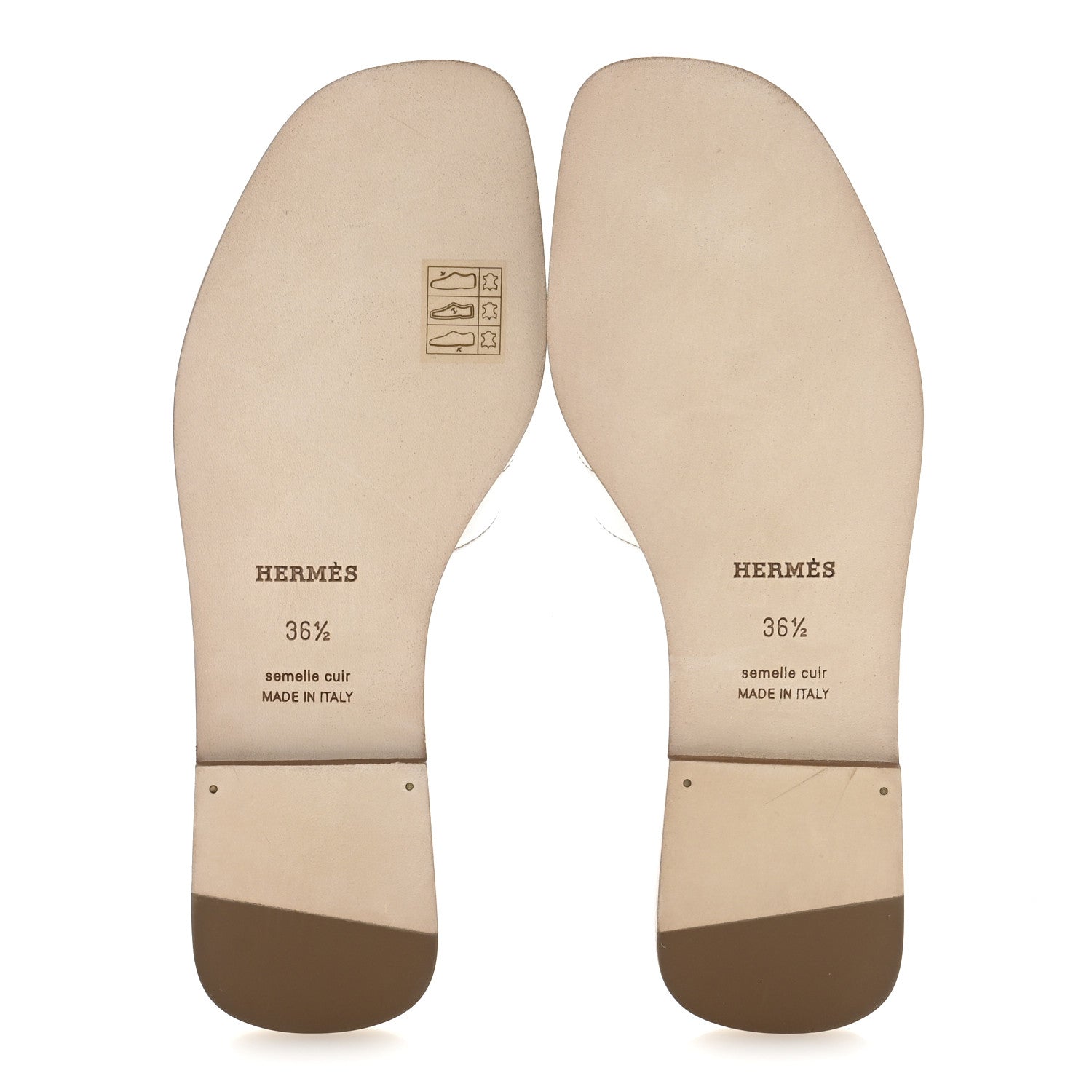 Hermes Box Calfskin Oran Sandals 36.5 White 6 of 10