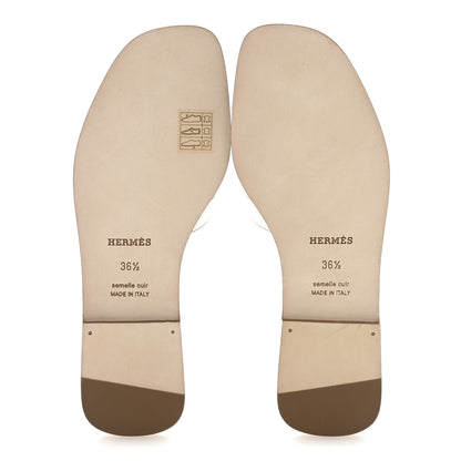 Hermes Box Calfskin Oran Sandals 36.5 White 6 of 10