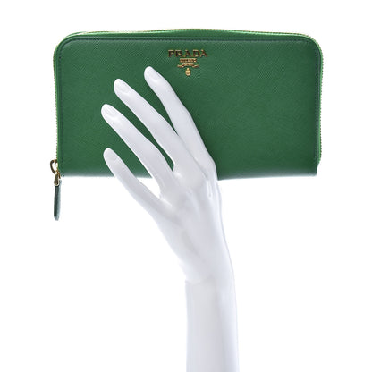 Prada Saffiano Multicolor Zip Around Wallet Verde Cobalt 2 of 9
