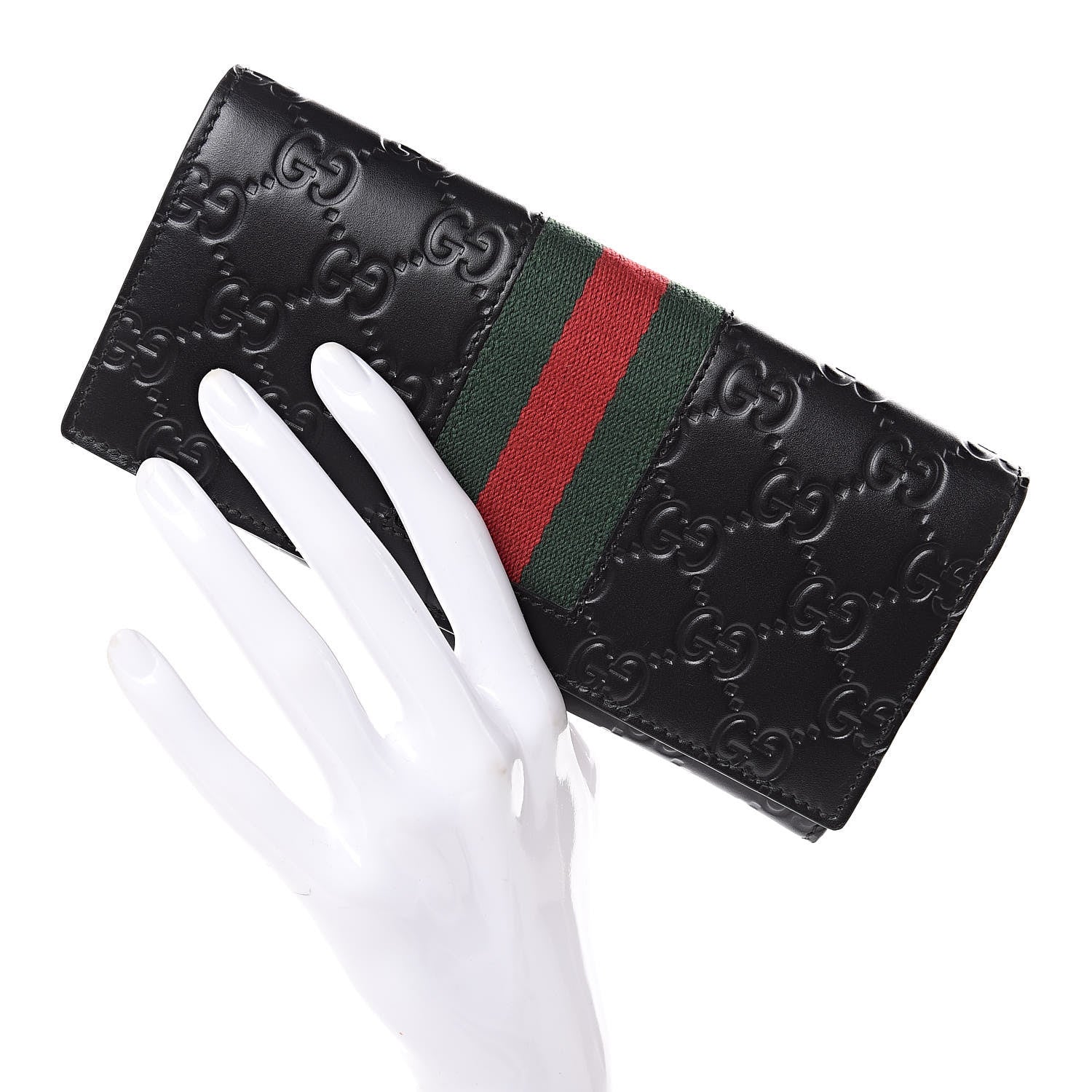 Gucci Guccissima Signature Web New Web Continental Wallet Black 2 of 7