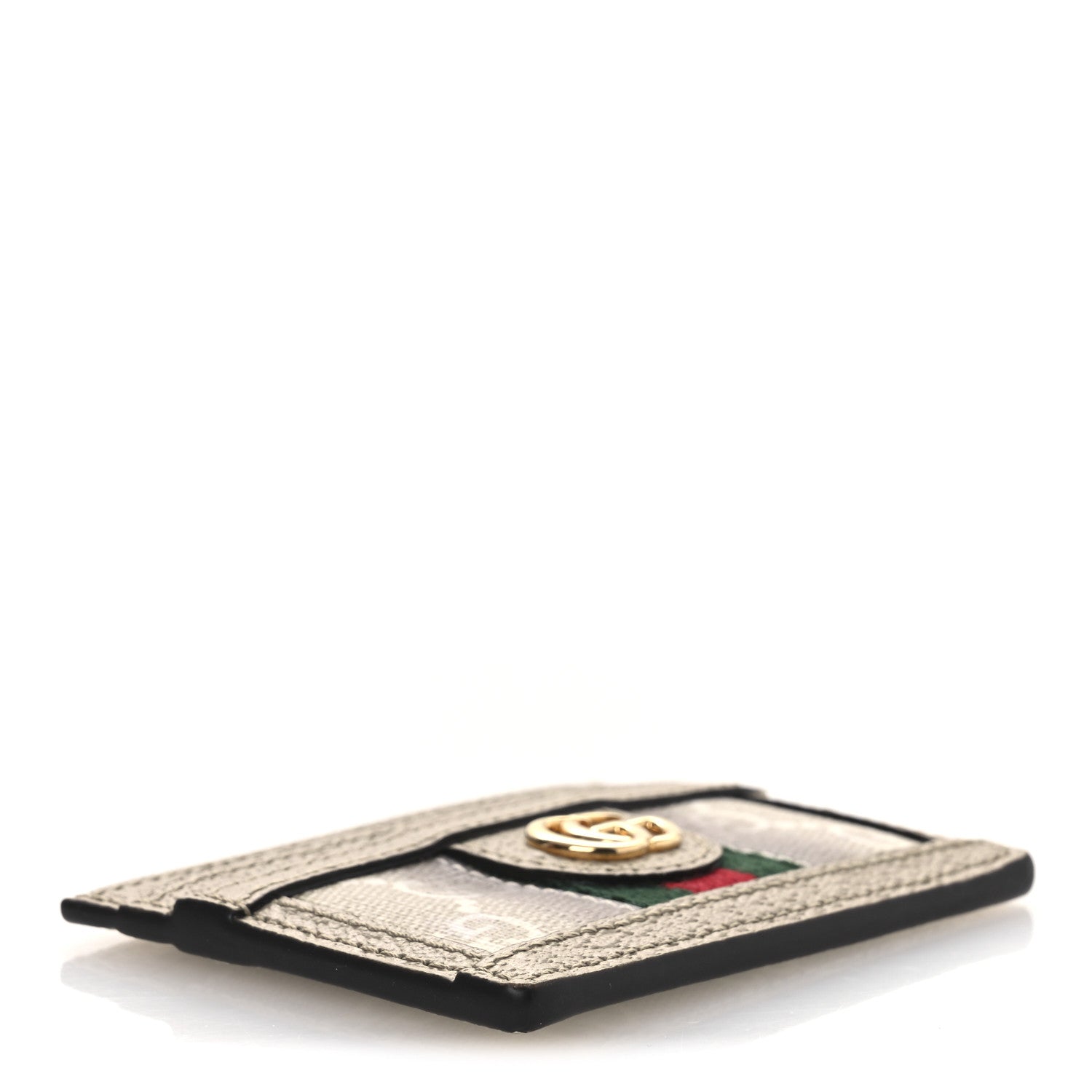 Gucci GG Supreme Monogram Textured Dollar Calfskin Web Ophidia Card Holder Beige Mystic White Oatmeal 4 of 6