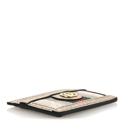 Gucci GG Supreme Monogram Textured Dollar Calfskin Web Ophidia Card Holder Beige Mystic White Oatmeal 4 of 6