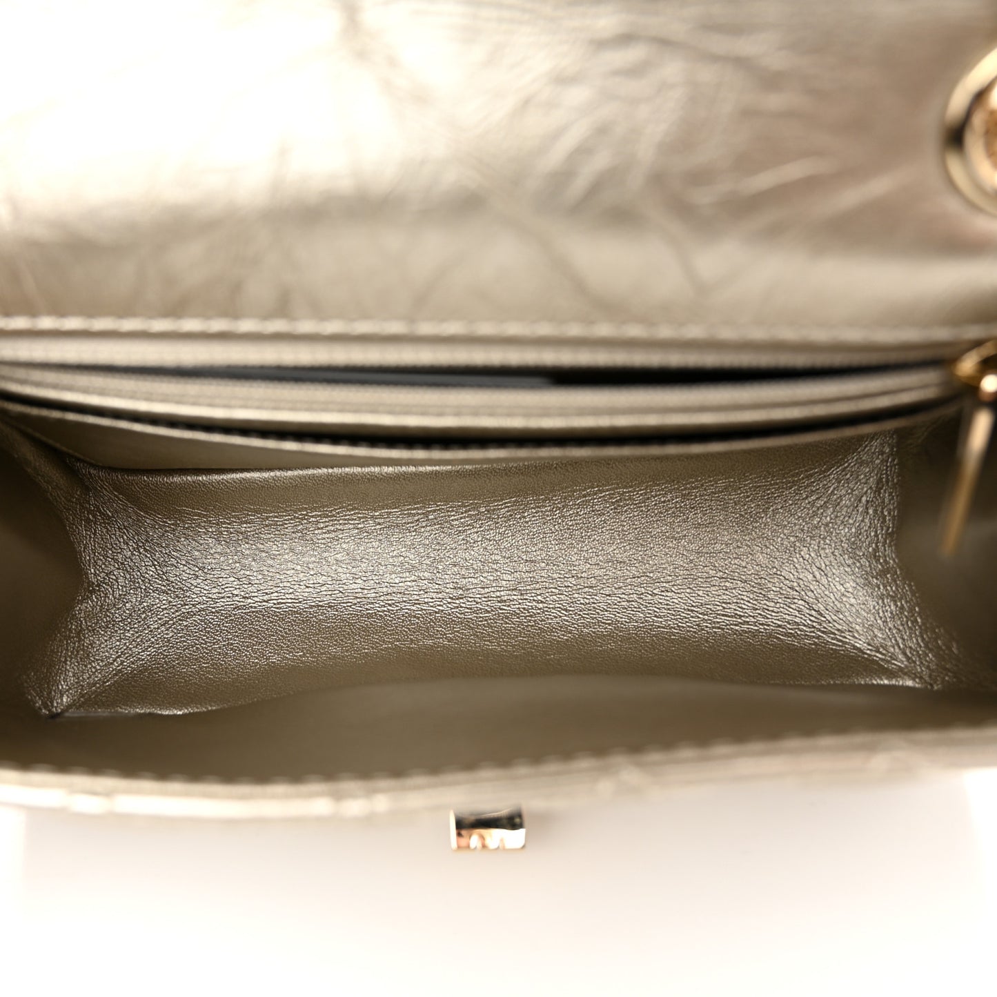 Metallic Aged Calfskin Quilted 2.55 Reissue Mini Flap Light Gold