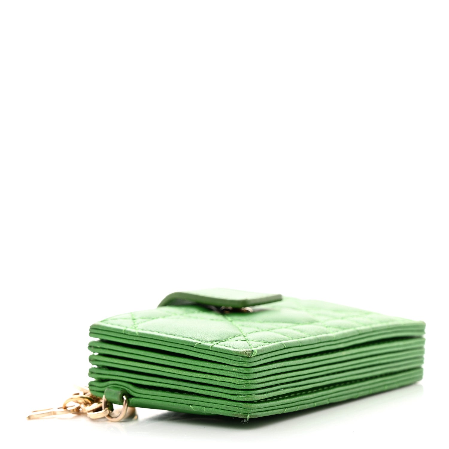 Christian Dior Lambskin Cannage Lady Dior 5-Gusset Card Holder Bright Green 4 of 9