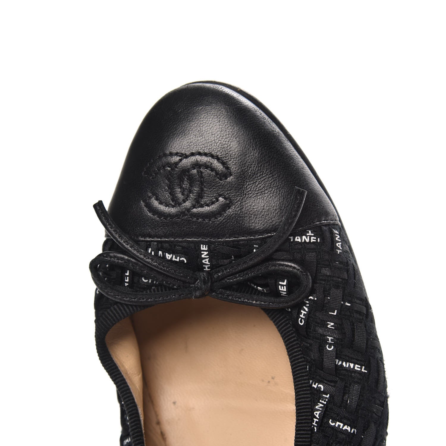 Chanel Tweed Lambskin CC Cap Toe Ballerina Flats 36.5 Black 11 of 11