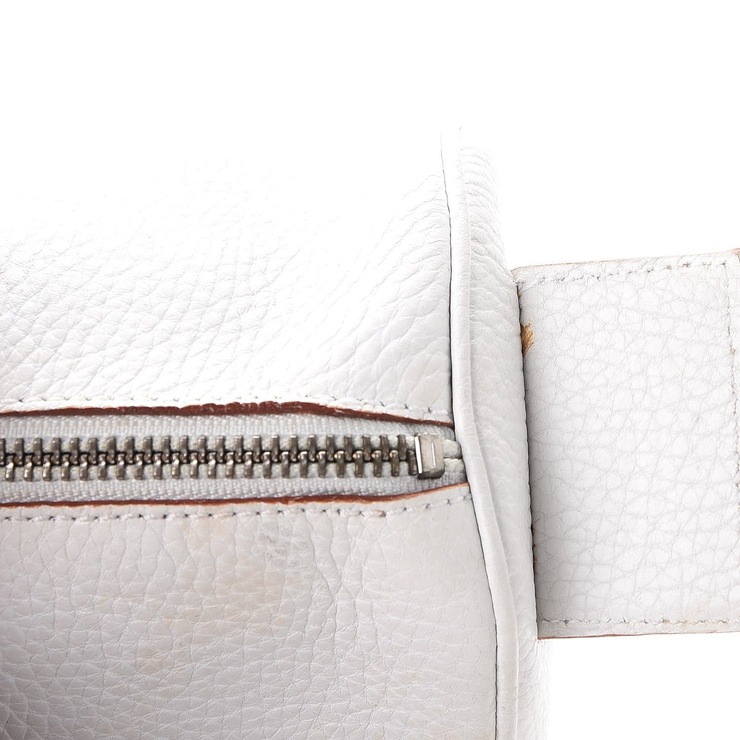 Grainy Calfskin Shoulder Bag White