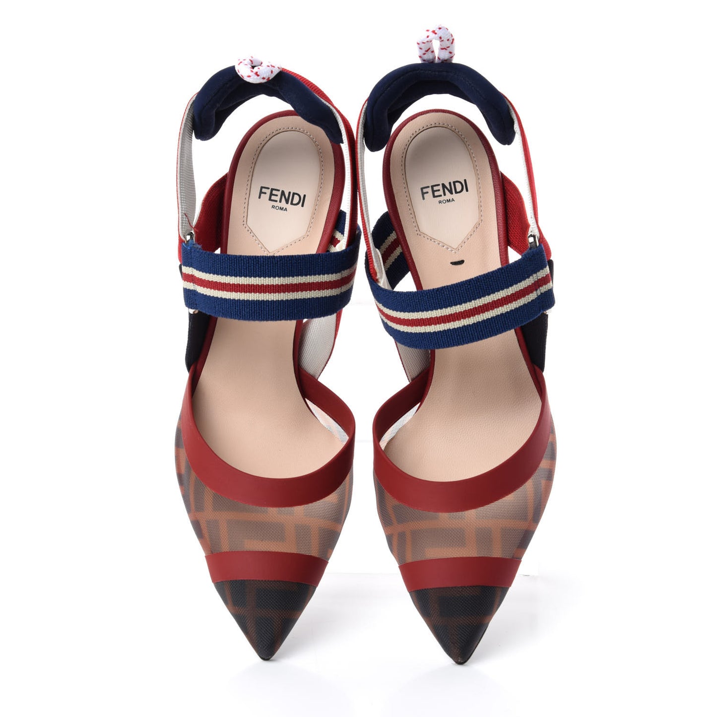 Technical Mesh FF Colibri 85mm Slingback Pumps 36 Tobacco Moro Zaffiro Ciliegia Rosso
