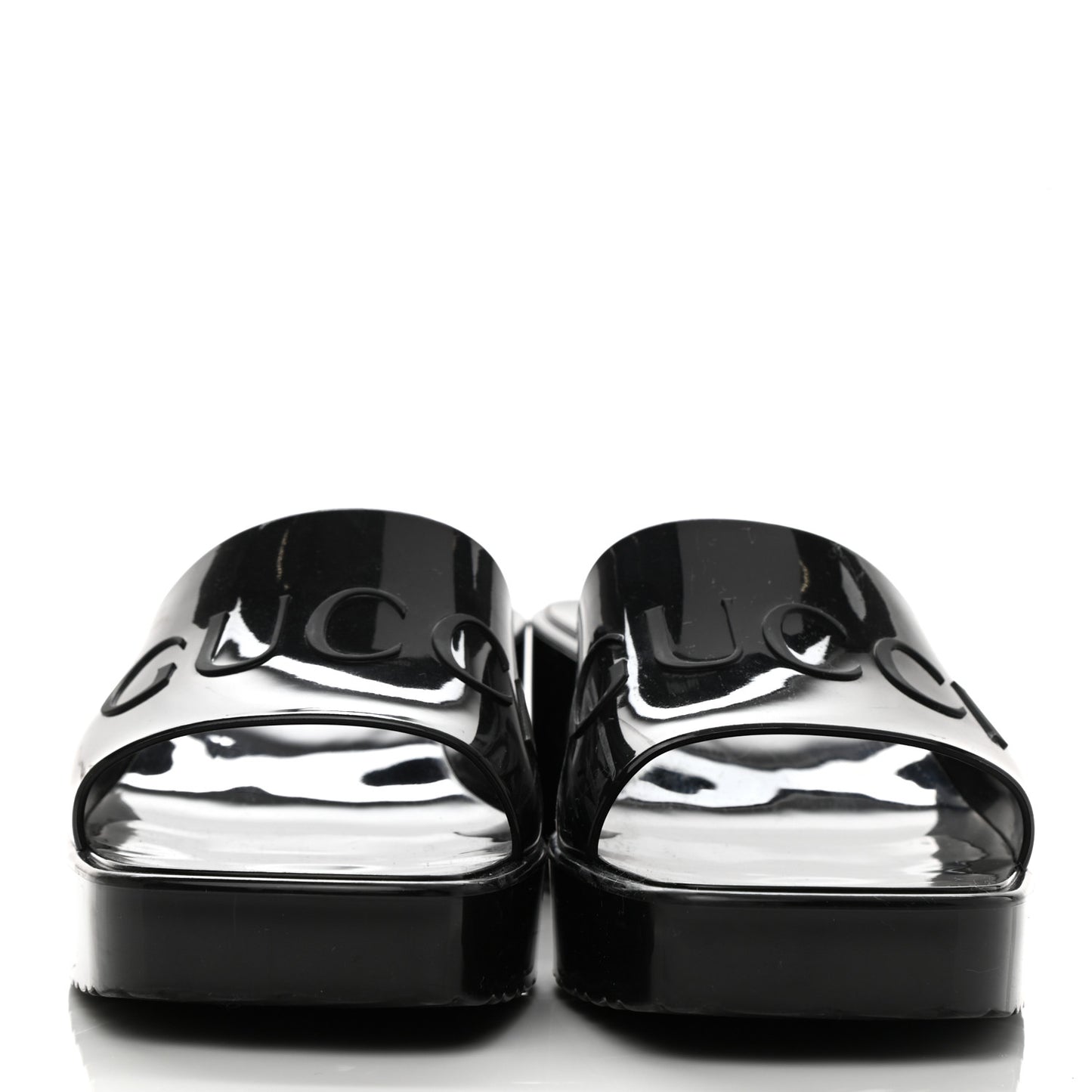 Rubber Gucci Logo Womens Platform 20/60mm Slide Sandals 38 Black