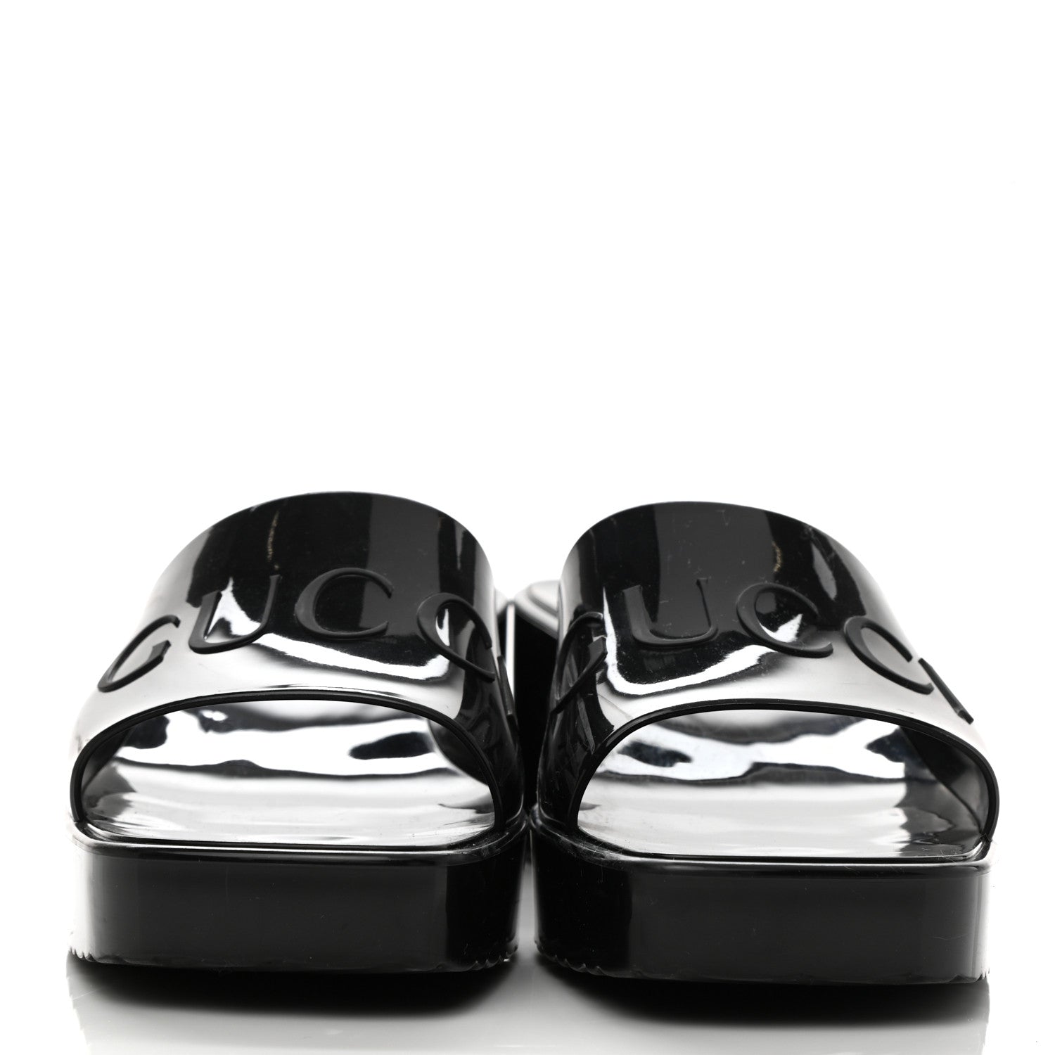 Gucci Rubber Gucci Logo Womens Platform 20/60mm Slide Sandals 38 Black 2 of 8