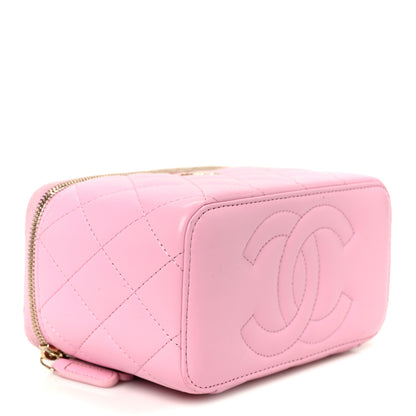 Chanel Lambskin Quilted Small Top Handle Vanity Case With Chain  Lilac Light Green 4 of 11