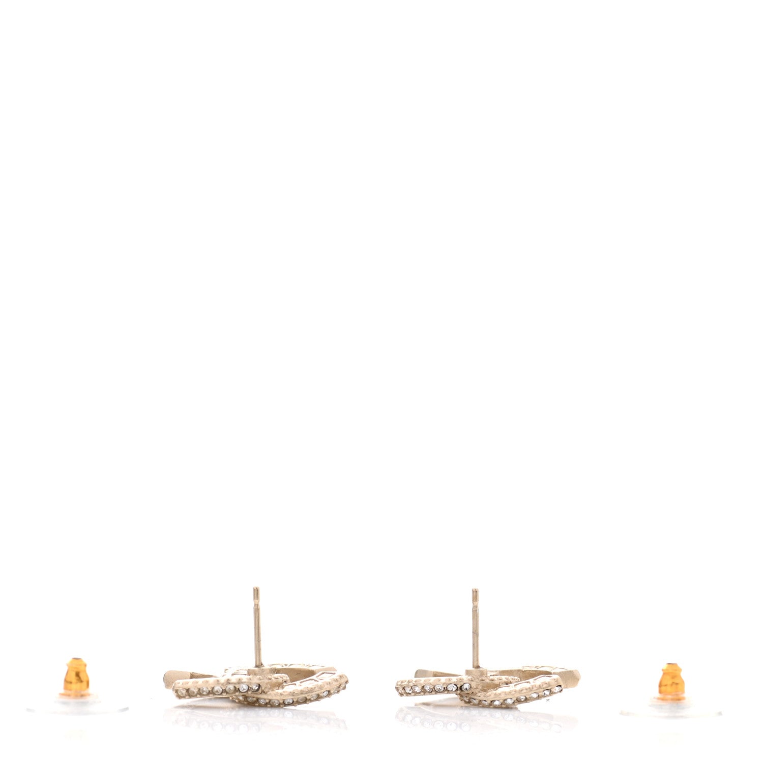 Chanel Crystal Timeless CC Earrings Light Gold 3 of 7