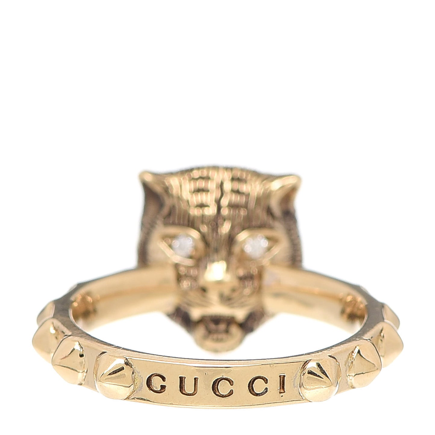 18K Yellow Gold Onyx Diamond Le Marché Des Merveilles Feline Ring 49 4.75