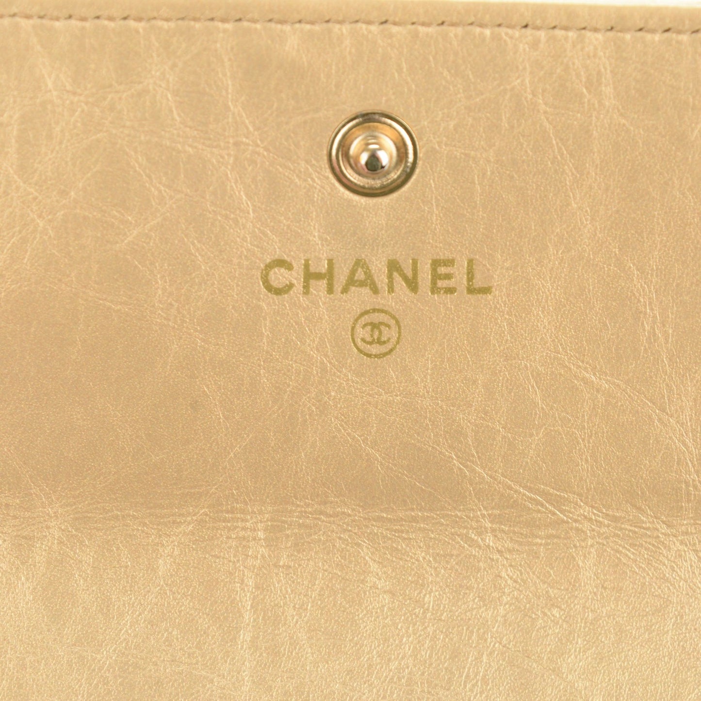 Aged Metallic Calfskin Quilted Large Palette Flap Wallet Gold