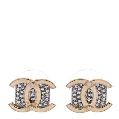 Chanel Crystal CC Square Earrings Gold 1 of 4