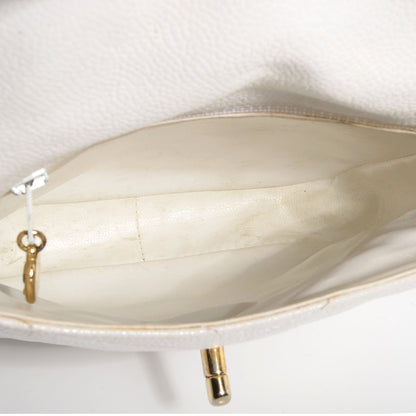 Chanel Caviar Chevron Shoulder Flap Bag White 6 of 9