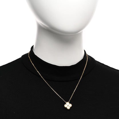 Van Cleef & Arpels 18K Yellow Gold Diamond Yellow Mother of Pearl Vintage Alhambra Pendant Necklace 2 of 5