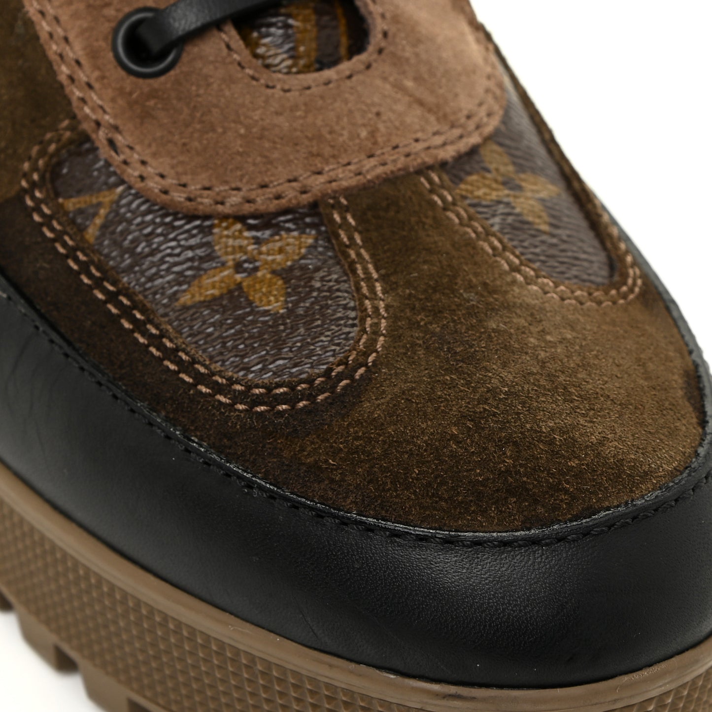 Suede Calfskin Monogram Laureate Platform Desert Boots 40 Taupe